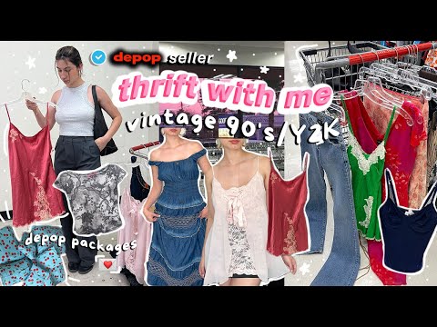 THRIFT WITH ME | 90s/Y2k THRIFT HAUL | FULL TIME DEPOP SELLER 🎀⭐️🪽🍒