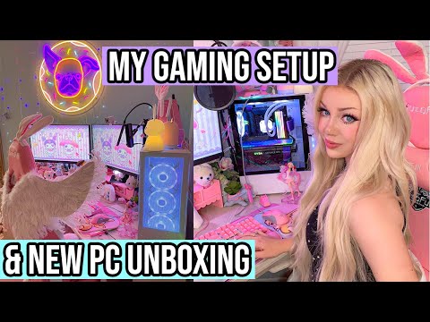 MY NEW GAMING PC UNBOXING SETUP/DESK TOUR! (Aesthetic & Kawaii!) Lyssy Noel