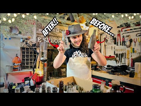 🎄 Badger Exploration LIVE! Christmas Greetings & Antique Bottle Cleaning Pt. 3 #bottledigging #fyp