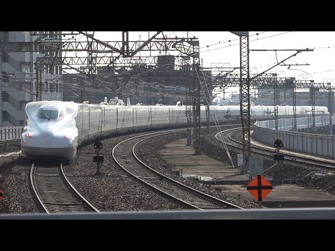 [独特のモーター音] N700S下りのぞみ33号博多行き 岡山駅発車