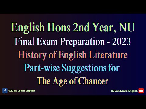 Partwise Suggestions for the Age of Chaucer।। History ।। Hons 2nd Final Examination - 2023