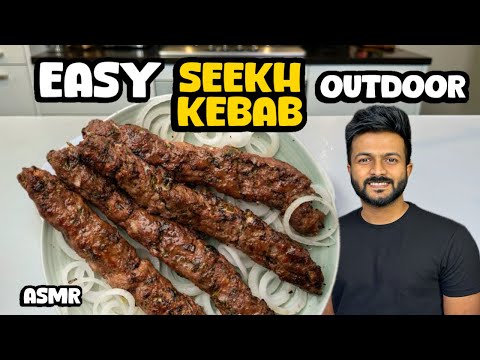 SEEKH KEBAB RECIPE - OUTDOOR COOKING WITH VIEW - RAIL WATCHING - ASMR  #recipe #nonveg #kebab