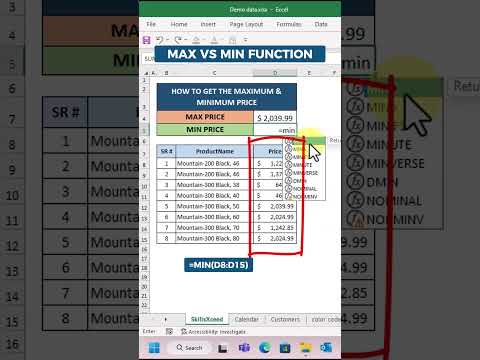 Max and Min Function In Excel #shorts #smartexcel #excelformula #exceltricks