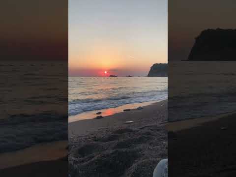 Beautiful sunset view at Buljarica beach in Montenegro filled with relaxing sounds of the sea.