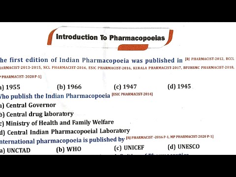 OSSSC Pharmacist Exam Preparation | OSSSC , SSC , DSSSB Pharmacist Exam Preparation | Pharmacopoeia