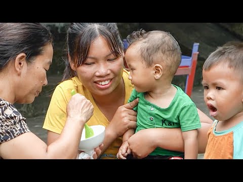 single mother harvesting cassava - building dog house - cooking.TriệuThuThùy.