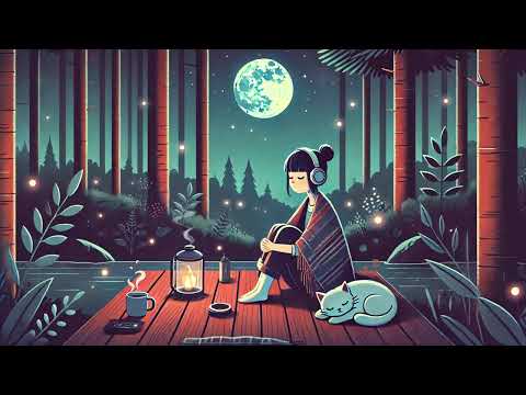 Lofi Ultimate Relaxation Vibes | Background Music | Cat-serene Forest Night Lofi Beats