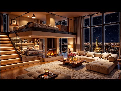 Paris Winter Night Jazz ❄ Luxury Apartment Ambience with Smooth Jazz Saxophone Music for Sleeping