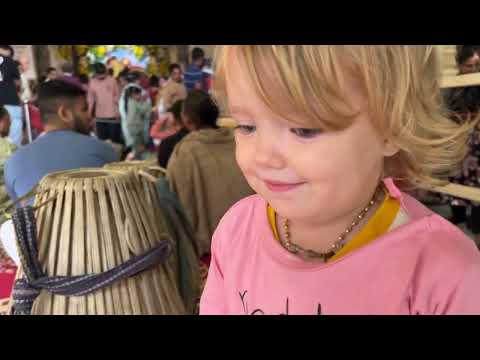 Aindra dasi enjoys kirtan at Krishna Balaram Mandir!