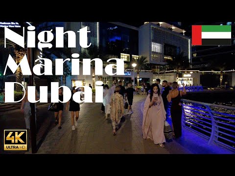 Night Marina Dubai  I  Walking in Saturday Night Dubai