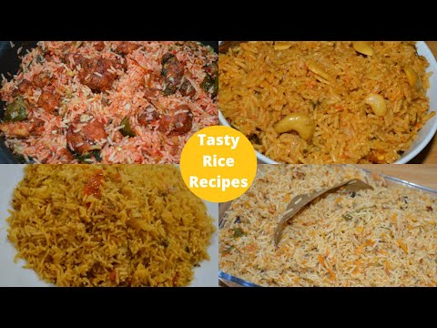 4 Easy Rice Recipes Vegetarian | Lunch Box Rice Recipes Indian