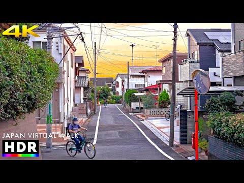 Sunset to Nightfall - Walking Around Suburbs of Komae Tokyo, Japan • 4K HDR