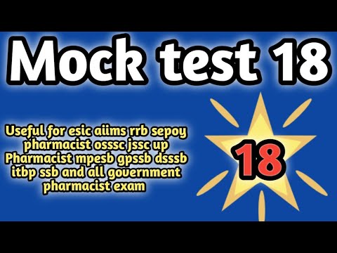 mock test18 forgovernmentpharmacistexam preparation#rrbpharmacistexam#ossscpharmacistandmphwexam2024