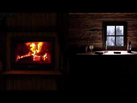 Relaxing Fireplace Sounds | Snow and cozy chalet