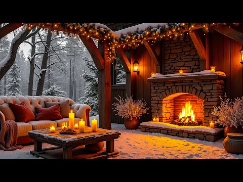 Cozy Winter Cabin Ambience | Crackling Fire Sounds and Snowfall Ambience for Sleep and Relaxation ❄️