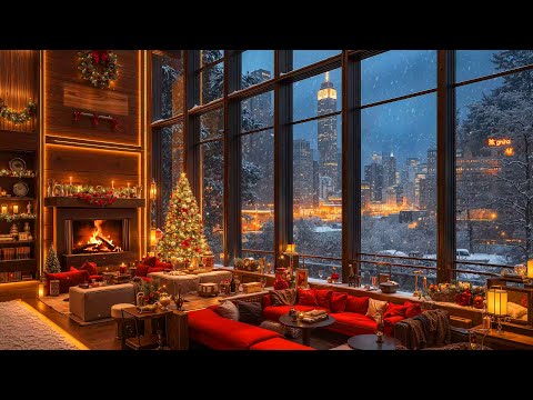 Cozy Night at Manhattan Christmas Coffee Shop Ambience 🎄 Instrumental Christmas Jazz Music for Relax