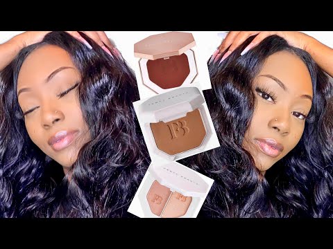 GRWM: FENTY POWDER FOUNDATION, MOCHA MAMI BRONZER & AFTERNOON SNACK REVIEW ON DARK SKIN FENTY REVIEW