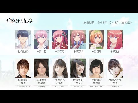 五等分の花嫁の声優さんたちは、こんな顔！