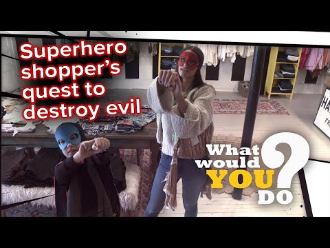 Adorable young boy dressed as hero gives shoppers imaginary superpowers | WWYD