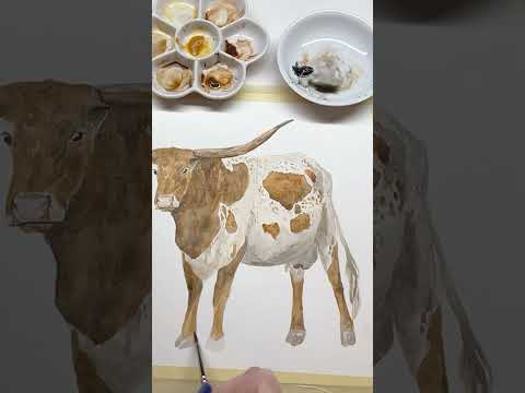 Painting a longhorn cow for a fabric collection