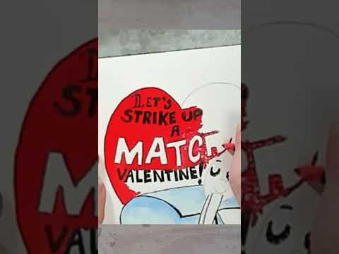 Retro style Valentine's card, "Let's strike up a match". #watercolorpainting #valentine2024 #shorts