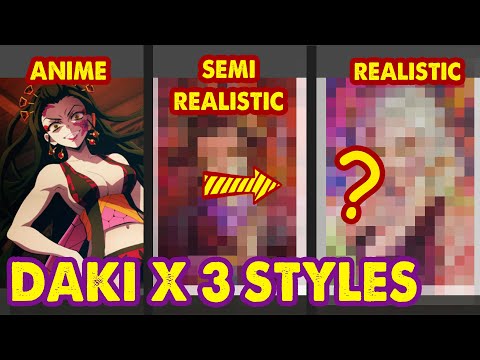 Art Challenge: Drawing 3 Styles of Ume/Daki in Kimetsu no Yaiba | Huta Chan