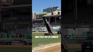 MAN GETS SHOT FROM A CANNON - THE HUMAN CANNONBALL AT THE EKKA 💣 #Shorts #cannon #ekka #tricks