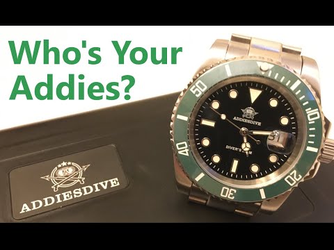 Addiesdive MY-H3 Quartz Submariner Homage Dive Watch Unboxing and Review Green Black