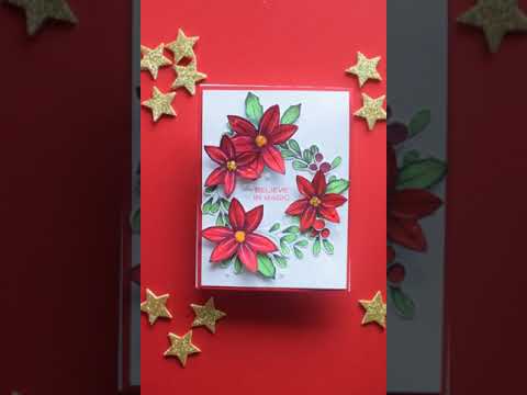 Poinsettia Christmas Card with watercolors