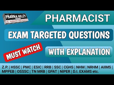 Pharmacist exam preparation | TNMRB | HSSC | PMC | MPPEB | OSSSC | RRB | Z.P. | ITBP Exam questions