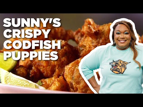 Sunny Anderson's Crispy Codfish Puppies | Cooking For Real | Food Network