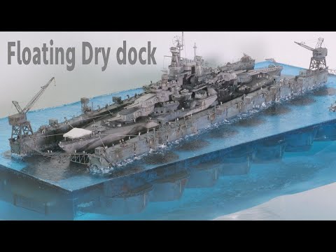 USS West Virginia & USS Artisan (ABSD-1) - Floating dry dock 1/700 scale epoxy resin diorama