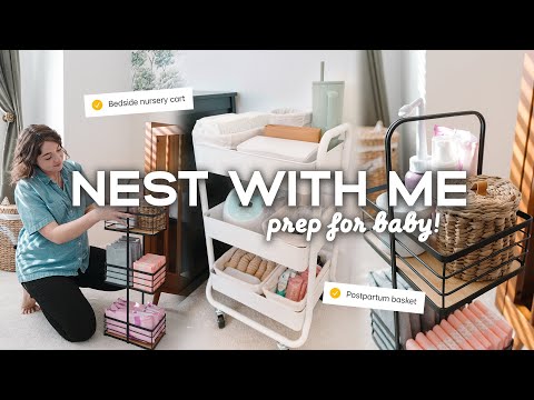 NEST WITH ME 🧺 | Bedside Nursery Cart & Postpartum Basket Setup