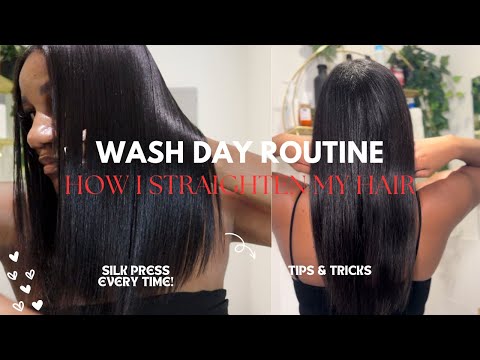 my wash day as a straight hair natural! How i silk press my hair at home! |Natural Nadine