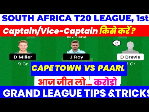 CT vs PRL,1st Match,SAT20 League, MI Capetown v Paarl Royals, CTvsPRL Dream11Team,SA20, Fantasyplan