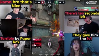 Valorant pros/streamers reacts to DFM DFM SSeeS 1v3 CLUTCH in OT against PRX