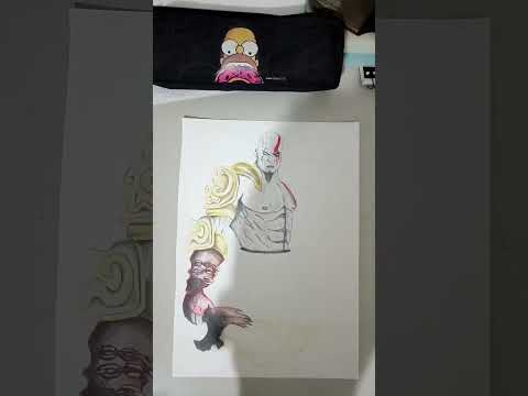 drawing Kratos #godofwar #kratos #drawingkratos #godofwarragnarok #fanarts #shortsvideo