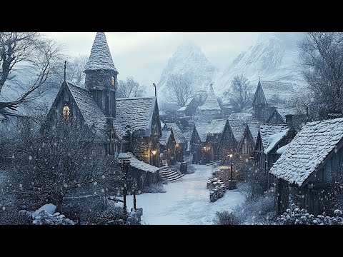 Heavy Snow Falling Over Medieval Village | Relaxing Celtic Music to Lull You Into a Peaceful Sleep