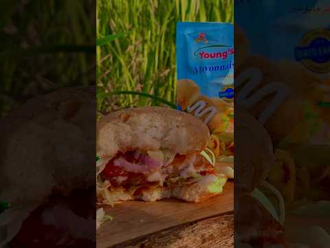 Chicken Vegetable Burger in Wild by Mystery Man #asmr