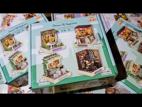 Box opening - DIY miniature dollhouse kit - Corner of happiness - ASMR video, no music, no voice