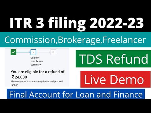 Income tax return 2022 23 for LIC commission agent, freelancer or brokerage | Online ITR 3 filing