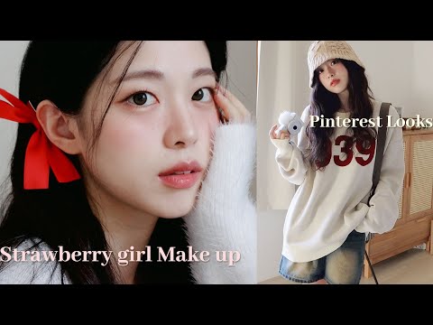 Strawberry makeup🍓& Pinterest LOOKS