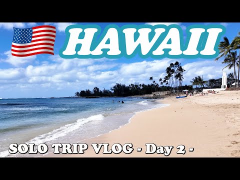 【ハワイ女ひとり旅Vlog2日目】ハワイ人気スポットのノースショアで食べるガーリックシュリンプとフリフリチキン♪／野生のウミガメにも会えたよ！