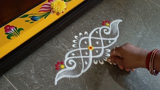 Easy border rangoli designs | Simple border muggulu | Friday rangoli | Beginners rangoli |Door kolam