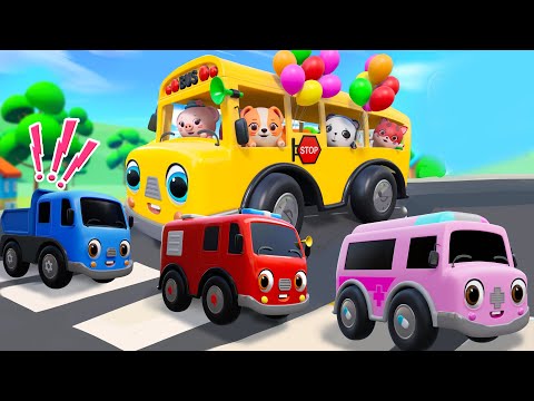 Bus Crossing The Road Song | Good Habits | Learn Your Colors | Nursery Rhymes & Kids Songs -Baby Car