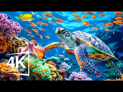 4K Beautiful Underwater Wonders With Relaxing Music For Stress Relief And Sleep - Coral Reefs, Fish