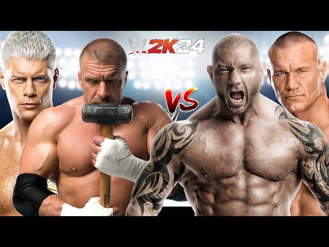 WWE 2K24 CODY RHODES & TRIPLE H VS. BATISTA & RANDY ORTON 2 ON 2 STEEL CAGE MATCH!