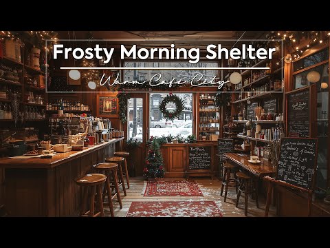 Frosty Morning Shelter ~ Immerse Warm Coffee & Relaxing Jazz Instrumental Café Overlooking the City