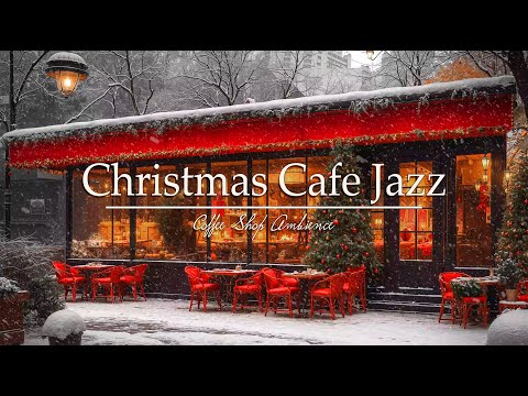 Beautiful Snowy Christmas Ambience 🎄 Cozy Cafe Shop Music & Relaxing Jazz Instrumental to Unwind