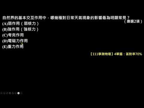 【111學測物理】4單選：基本交互作用